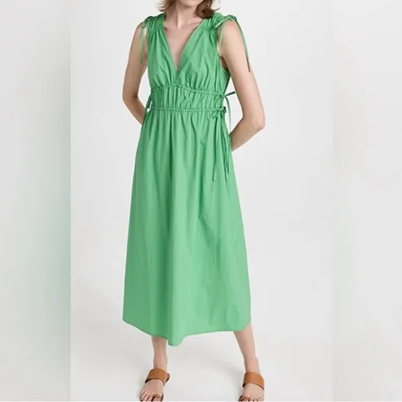 Rails Green Organic Cotton Constitine Self Tie Midi Dress Size Small
