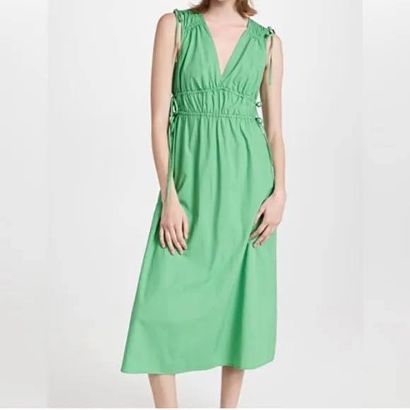 Rails Green Organic Cotton Constitine Self Tie Midi Dress Size Small