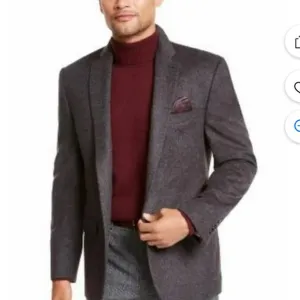 📕Ralph Lauren cashmere silk sports coat gray single breasted 46 Long