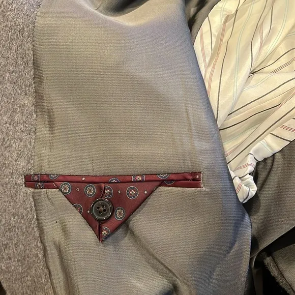 📕Ralph Lauren cashmere silk sports coat gray single breasted 46 Long