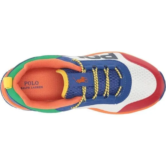 Ralph Lauren Polo Unisex Child White/Multi/Ylw Tech Racer Sneaker Size 4 NWT