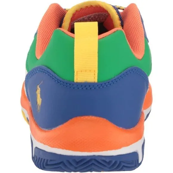 Ralph Lauren Polo Unisex Child White/Multi/Ylw Tech Racer Sneaker Size 4 NWT