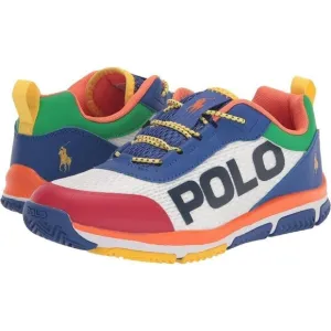 Ralph Lauren Polo Unisex Child White/Multi/Ylw Tech Racer Sneaker Size 4 NWT