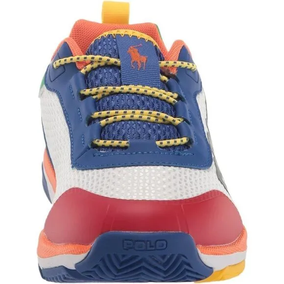 Ralph Lauren Polo Unisex Child White/Multi/Ylw Tech Racer Sneaker Size 4 NWT