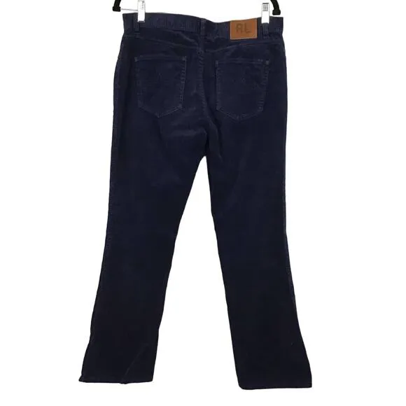 Ralph Lauren Sport Dark Ink Navy Blue Velvet Corduroy Bootcut Pants Jeans 8 x 32