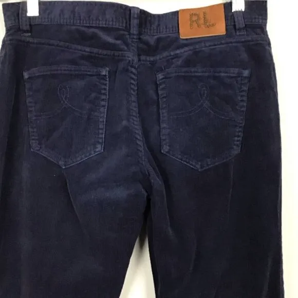 Ralph Lauren Sport Dark Ink Navy Blue Velvet Corduroy Bootcut Pants Jeans 8 x 32