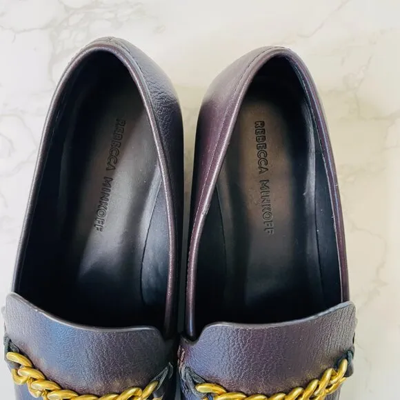 Rebecca Minkoff Brown Pacey Chain Pointy Toe Office Leather Loafers | Size 8