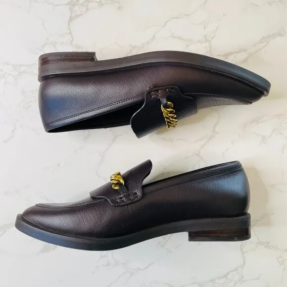 Rebecca Minkoff Brown Pacey Chain Pointy Toe Office Leather Loafers | Size 8