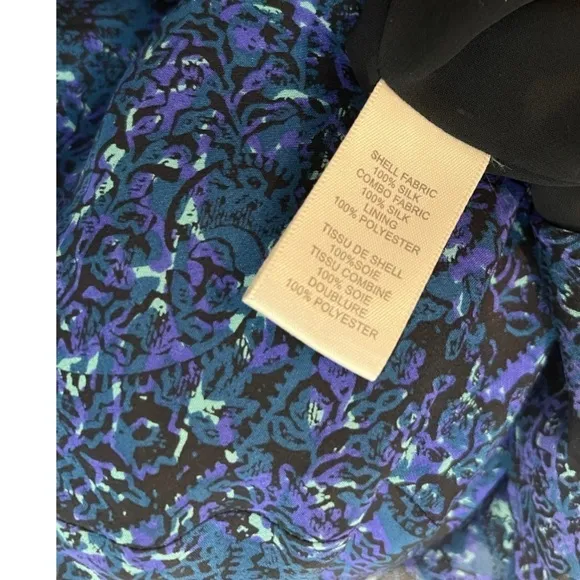 Rebecca Taylor Blue Floral Silk Maxi Dress Ruffled Handkerchief Hem 4