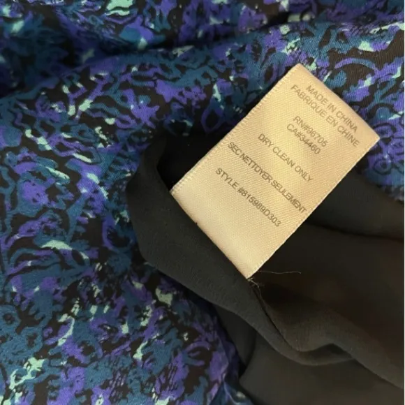 Rebecca Taylor Blue Floral Silk Maxi Dress Ruffled Handkerchief Hem 4