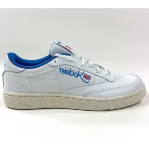 Reebok Club C 85 Graffiti Pack Mens 10 White Kinetic Blue Tennis Shoe Sneakers