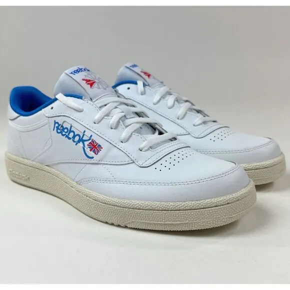 Reebok Club C 85 Graffiti Pack Mens 10 White Kinetic Blue Tennis Shoe Sneakers