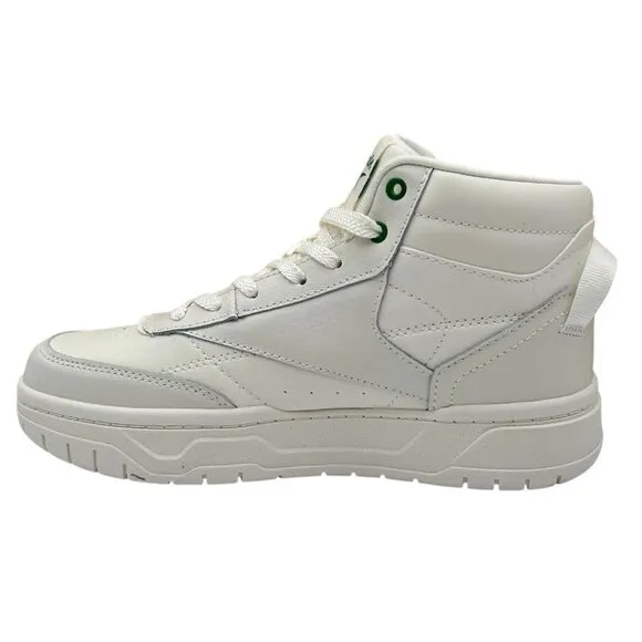 Reebok Womens Tech Geo Leather Sneakers Chalk-Green Size 7.5 Ortholite High Top