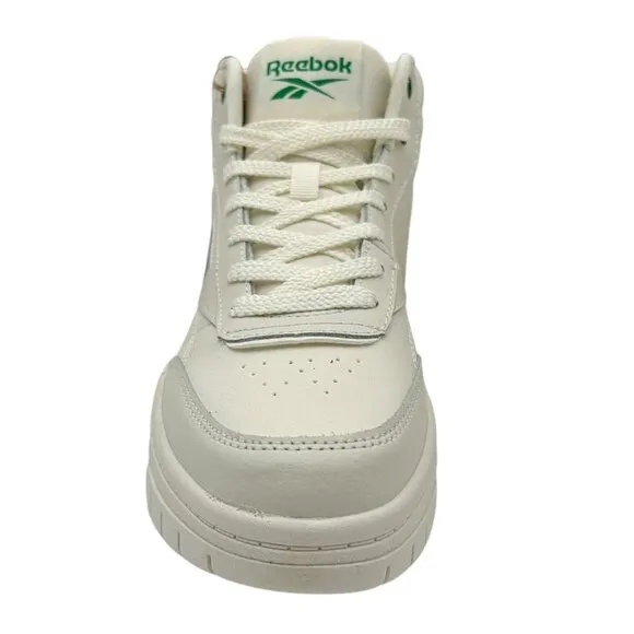 Reebok Womens Tech Geo Leather Sneakers Chalk-Green Size 7.5 Ortholite High Top