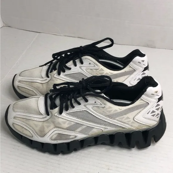 Reebok Zig Tech Sonic Mens Size 6.5 White Black Athletic Shoes Sneakers