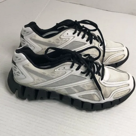 Reebok Zig Tech Sonic Mens Size 6.5 White Black Athletic Shoes Sneakers