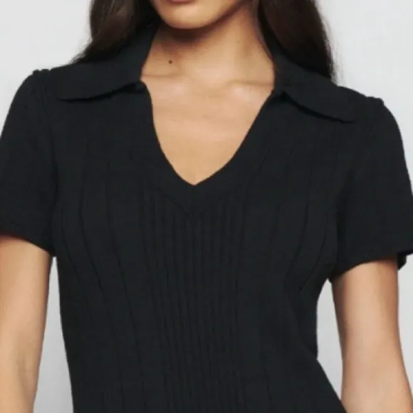 Reformation Janine Cotton Knit Short Sleeve Casual Sweater Mini Dress Size Small