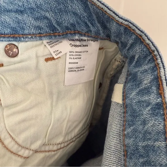 Reformation Liza High Rise Straight Crop Jeans in Montego Wash Size 27