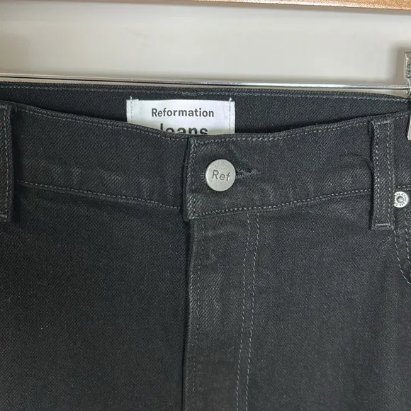 REFORMATION Liza High Straight Jean Black Organic Cotton Sz 14