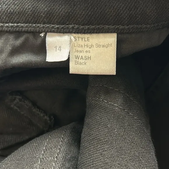 REFORMATION Liza High Straight Jean Black Organic Cotton Sz 14