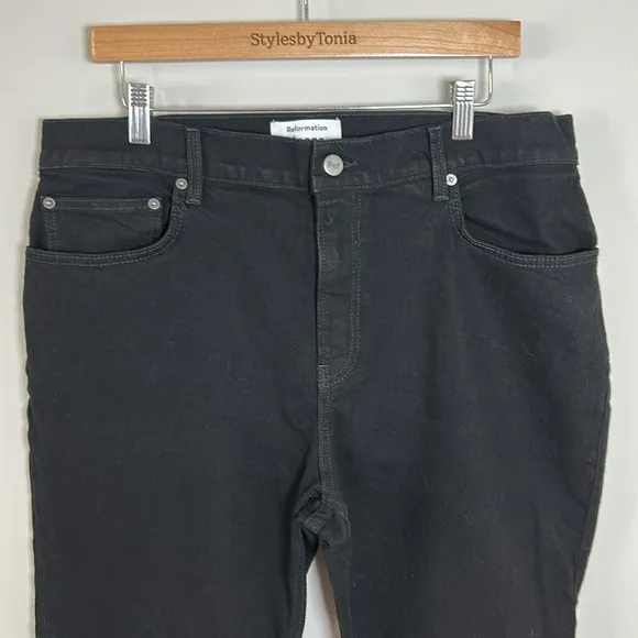 REFORMATION Liza High Straight Jean Black Organic Cotton Sz 14