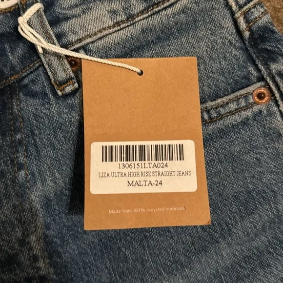 Reformation Liza Ultra High Rise Straight Jeans Malta 24 NWT