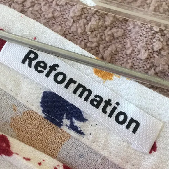 REFORMATION/“BEA”CREAMwWATERCOLOR PRINT MIDI SKIRT/NEW