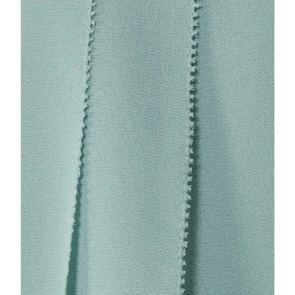 Reiss Cohen Shift Dress Size 2 Sea Glass Green Ruffle Front Chiffon High Neck