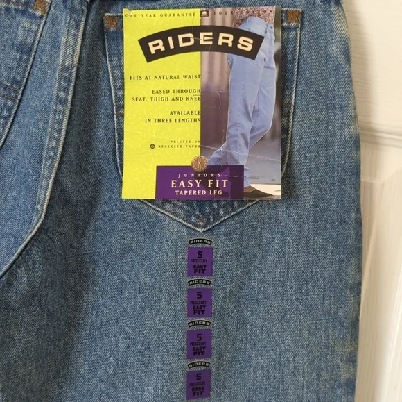 Riders 90's Vintage Deadstock Medium Wash High Rise Easy Fit Tapered Leg Jeans 5