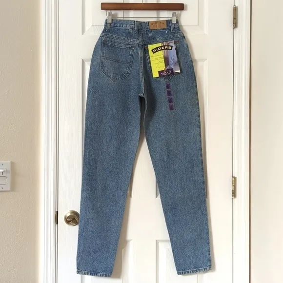 Riders 90's Vintage Deadstock Medium Wash High Rise Easy Fit Tapered Leg Jeans 5