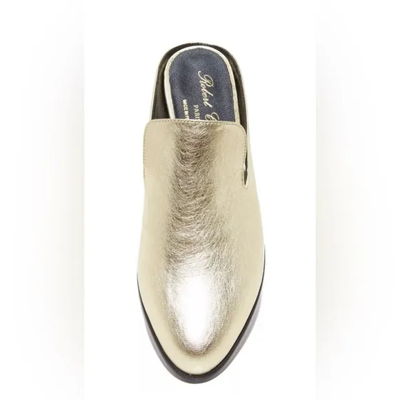Robert Clergerie Alice open heel flat Mules loafers silver Sz 36.5