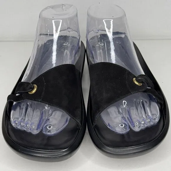 Robert Clergerie Shoes Womens Size 11 Black Suede Leather Slides Made in France