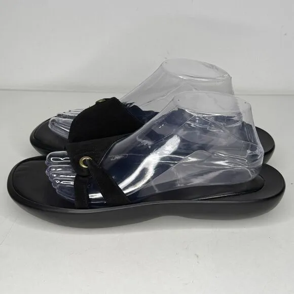 Robert Clergerie Shoes Womens Size 11 Black Suede Leather Slides Made in France