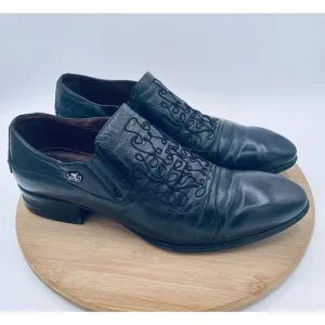 Roberto Botticelli Shoes Mens 10 43 Black Leather Loafers Italy