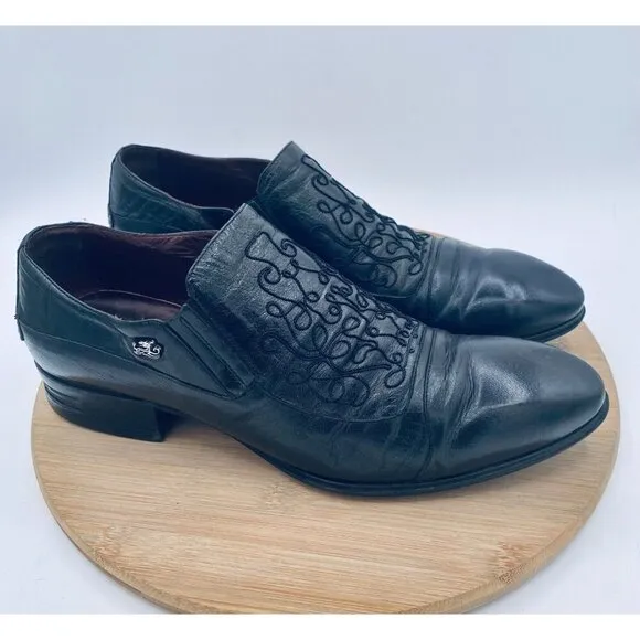 Roberto Botticelli Shoes Mens 10 43 Black Leather Loafers Italy