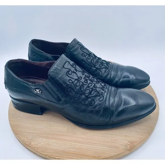 Roberto Botticelli Shoes Mens 10 43 Black Leather Loafers Italy
