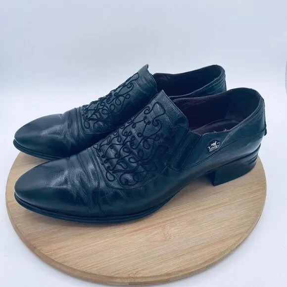 Roberto Botticelli Shoes Mens 10 43 Black Leather Loafers Italy