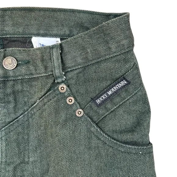 Rocky Mountain Jeans 28 Vintage Forest Green Tall Made In USA 90's Straight Leg
