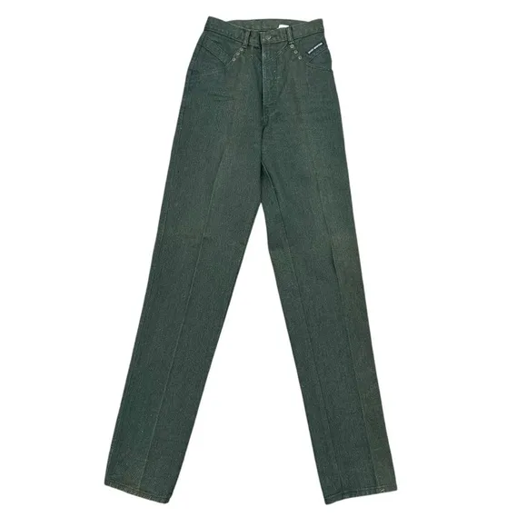 Rocky Mountain Jeans 28 Vintage Forest Green Tall Made In USA 90's Straight Leg