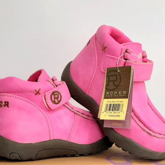 'ROPER' 'CHUKKA' MOCCASIN 'PETAL PINK'  VELCRO WRAP ANKLE HIGH SHAFT BOOTS