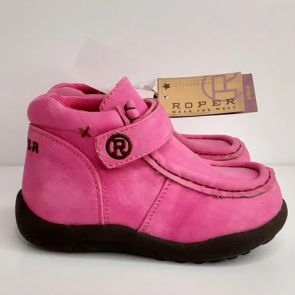'ROPER' 'CHUKKA' MOCCASIN 'PETAL PINK'  VELCRO WRAP ANKLE HIGH SHAFT BOOTS