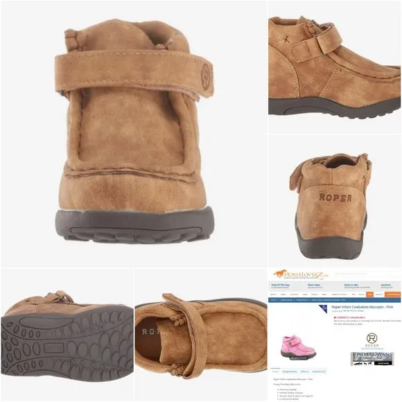 'ROPER' 'CHUKKA' MOCCASIN 'PETAL PINK'  VELCRO WRAP ANKLE HIGH SHAFT BOOTS