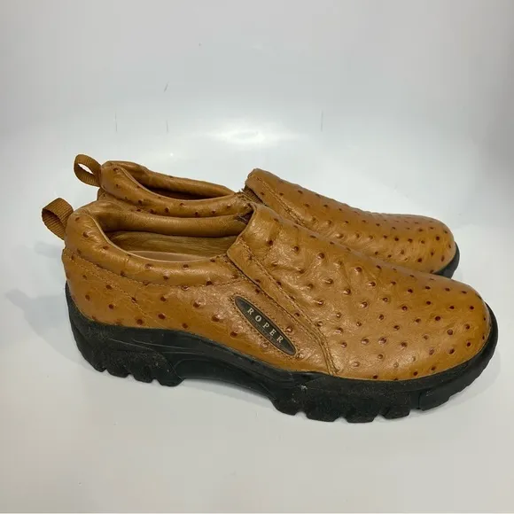 Roper Cotter Ostrich print casual loafers slip on sneakers size men’s 10.5