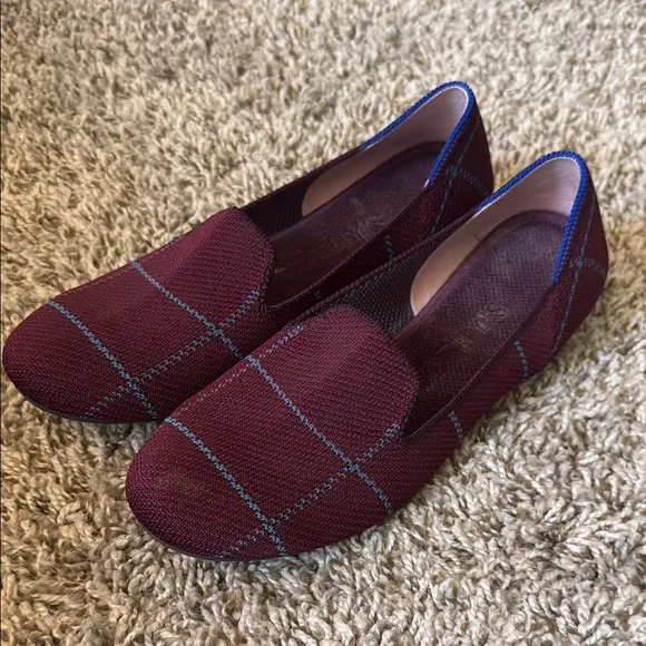 Rothy’s 7 The Plaid Grid Slip On Loafer in Burgundy