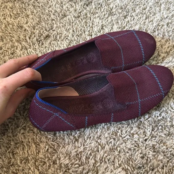 Rothy’s 7 The Plaid Grid Slip On Loafer in Burgundy