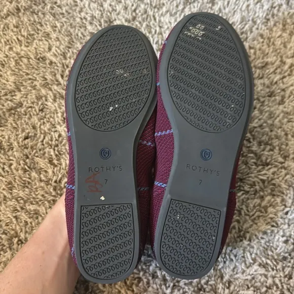Rothy’s 7 The Plaid Grid Slip On Loafer in Burgundy