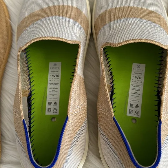 Rothy's Birch Stripe Neutral Slip-On Sneakers Size 10
