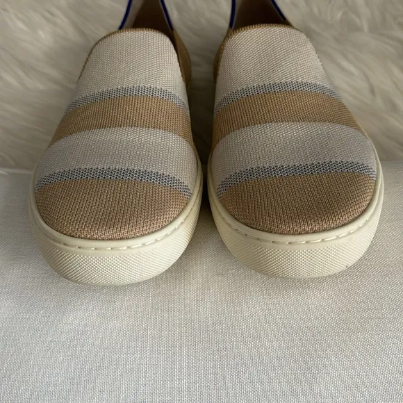 Rothy's Birch Stripe Neutral Slip-On Sneakers Size 10