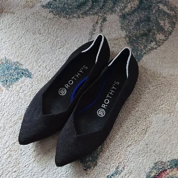 Rothy's Black Flats Elegant Minimalist Design