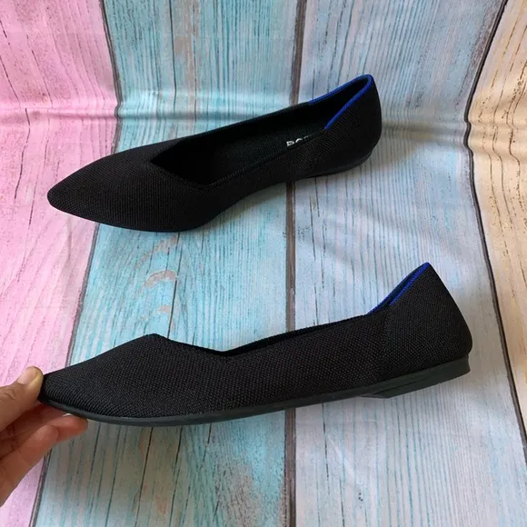 Rothy's Black Flats Sleek Minimalist Design